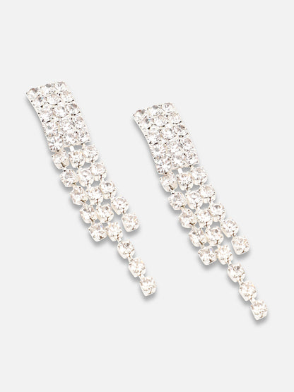 Silver Plated Party Designer Stone Necklace And Earring Set For Women