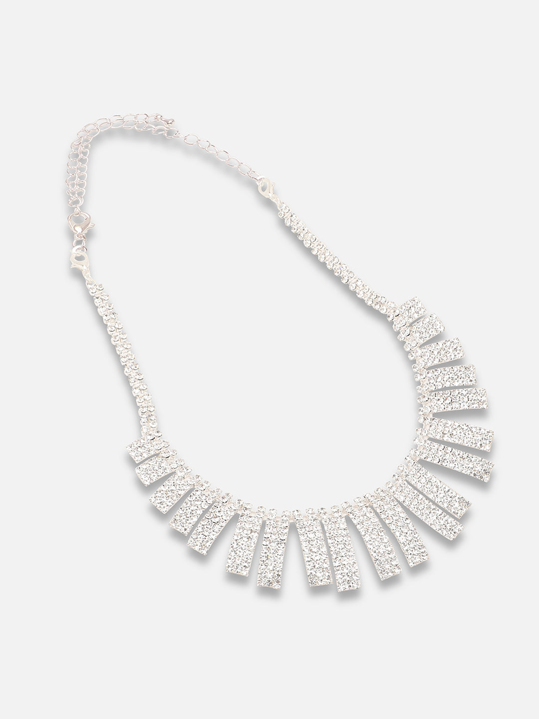 Silver Plated Party Designer Stone Necklace And Earring Set For Women