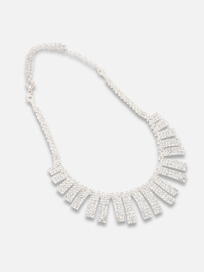 Silver Plated Party Designer Stone Necklace And Earring Set For Women