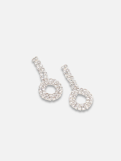SILVER PLATED PARTY DESIGNER STONE NECKLACE AND EARRING SET FOR WOMEN