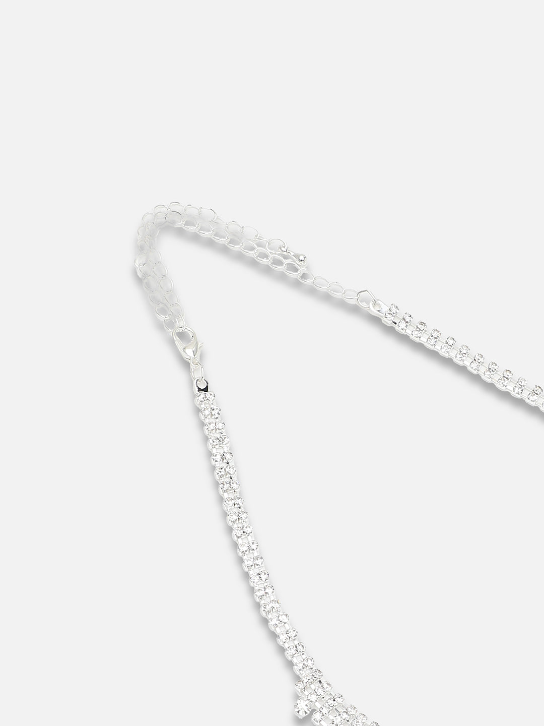 SILVER PLATED PARTY DESIGNER STONE NECKLACE AND EARRING SET FOR WOMEN