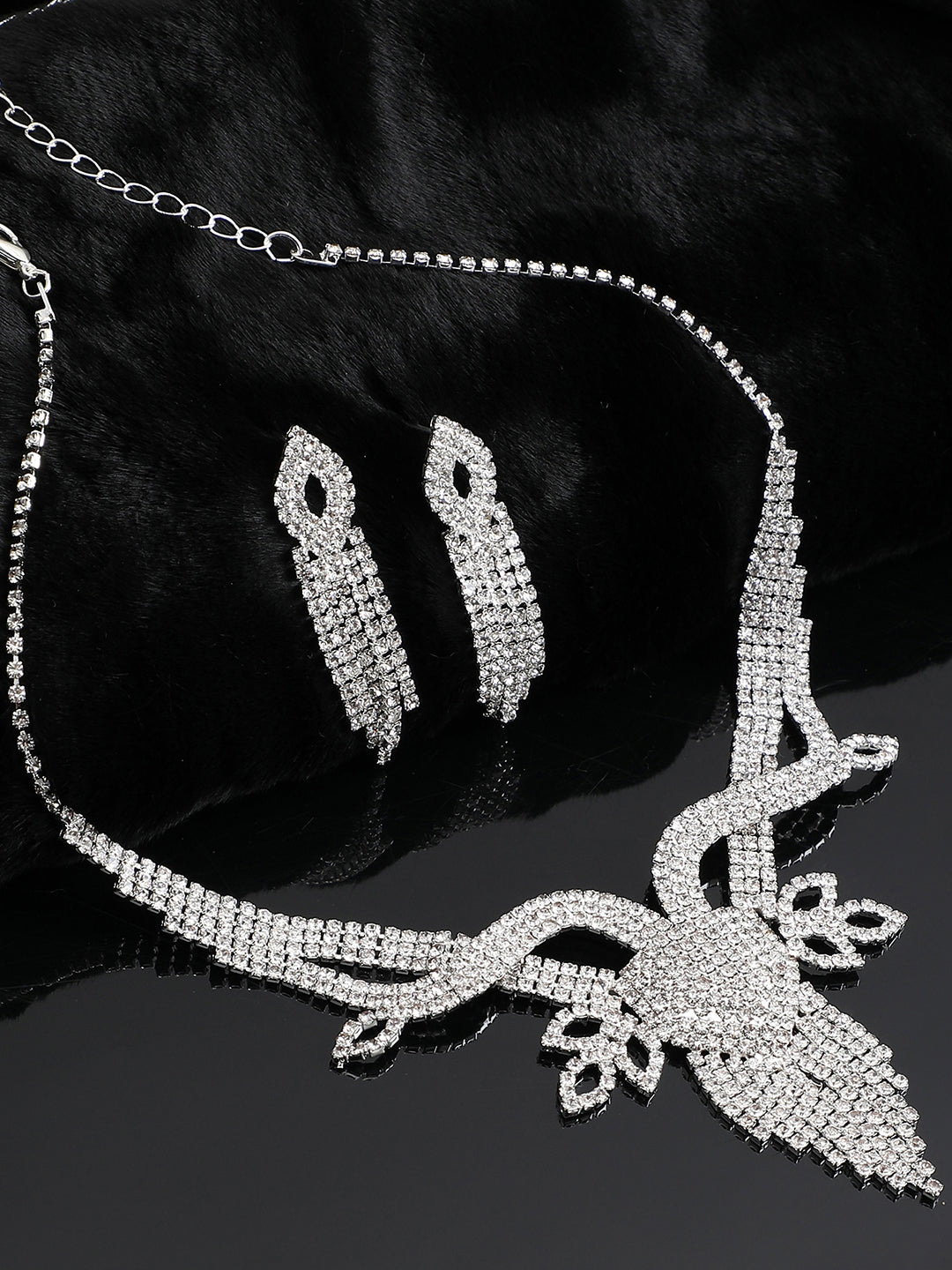 GOLD PLATED PARTY DESIGNER STONE NECKLACE AND EARRING SET FOR WOMEN