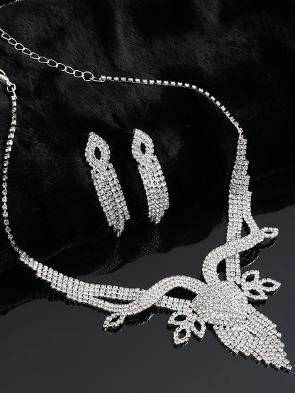 GOLD PLATED PARTY DESIGNER STONE NECKLACE AND EARRING SET FOR WOMEN