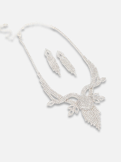 GOLD PLATED PARTY DESIGNER STONE NECKLACE AND EARRING SET FOR WOMEN