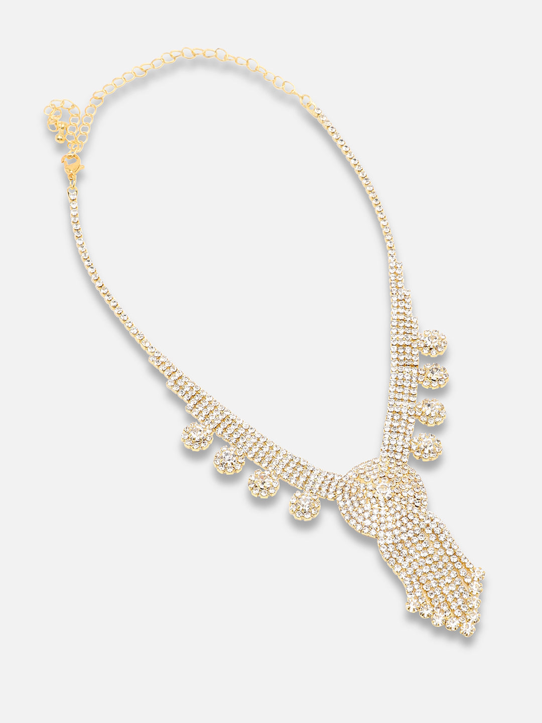 Gold Plated Party Designer Stone Necklace And Earring Set For Women