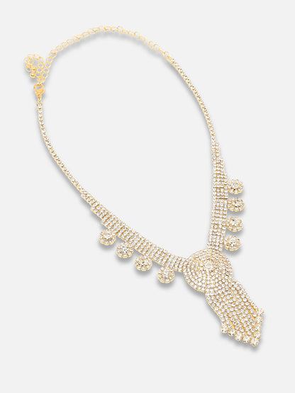 Gold Plated Party Designer Stone Necklace And Earring Set For Women