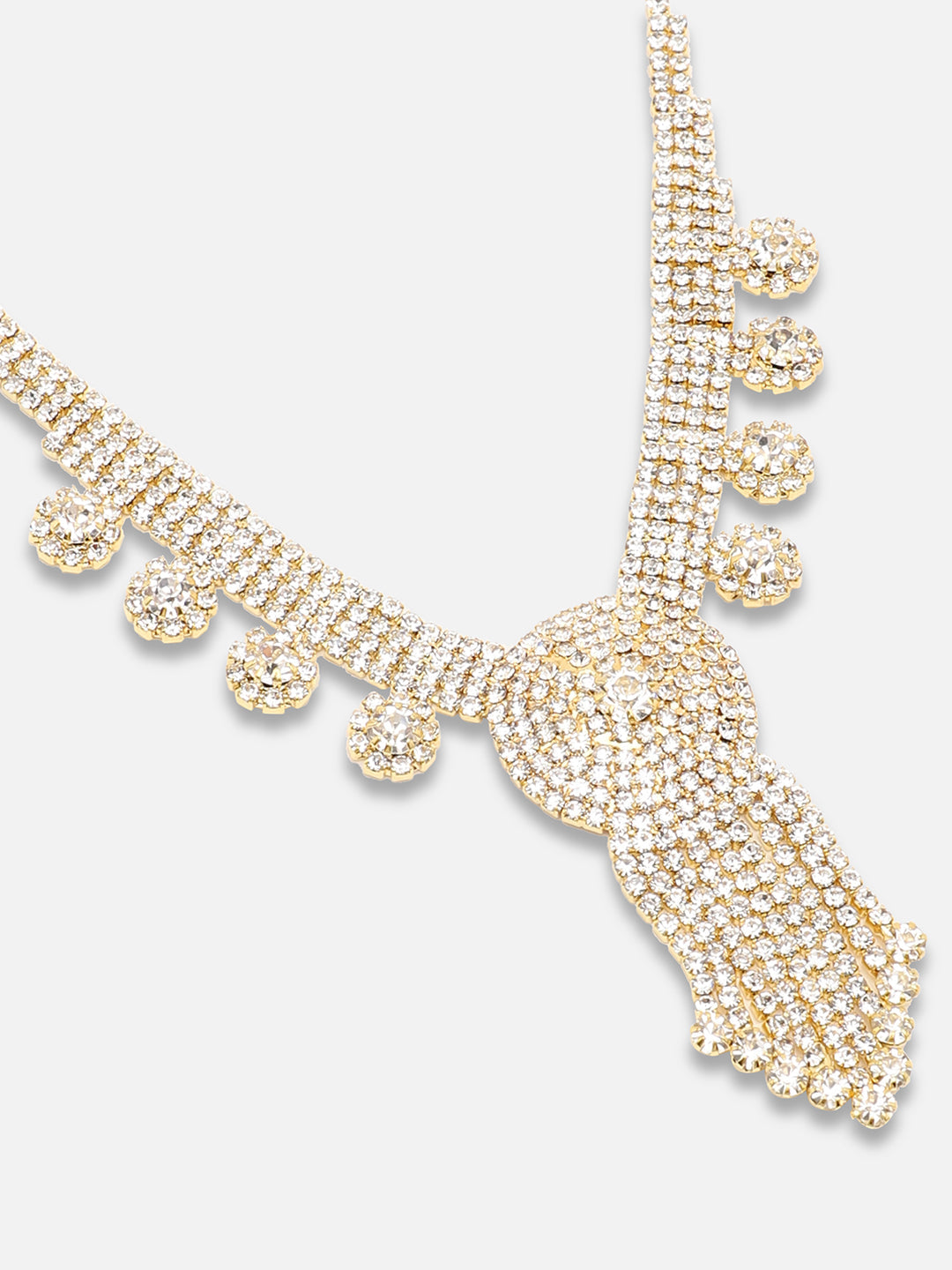 Gold Plated Party Designer Stone Necklace And Earring Set For Women