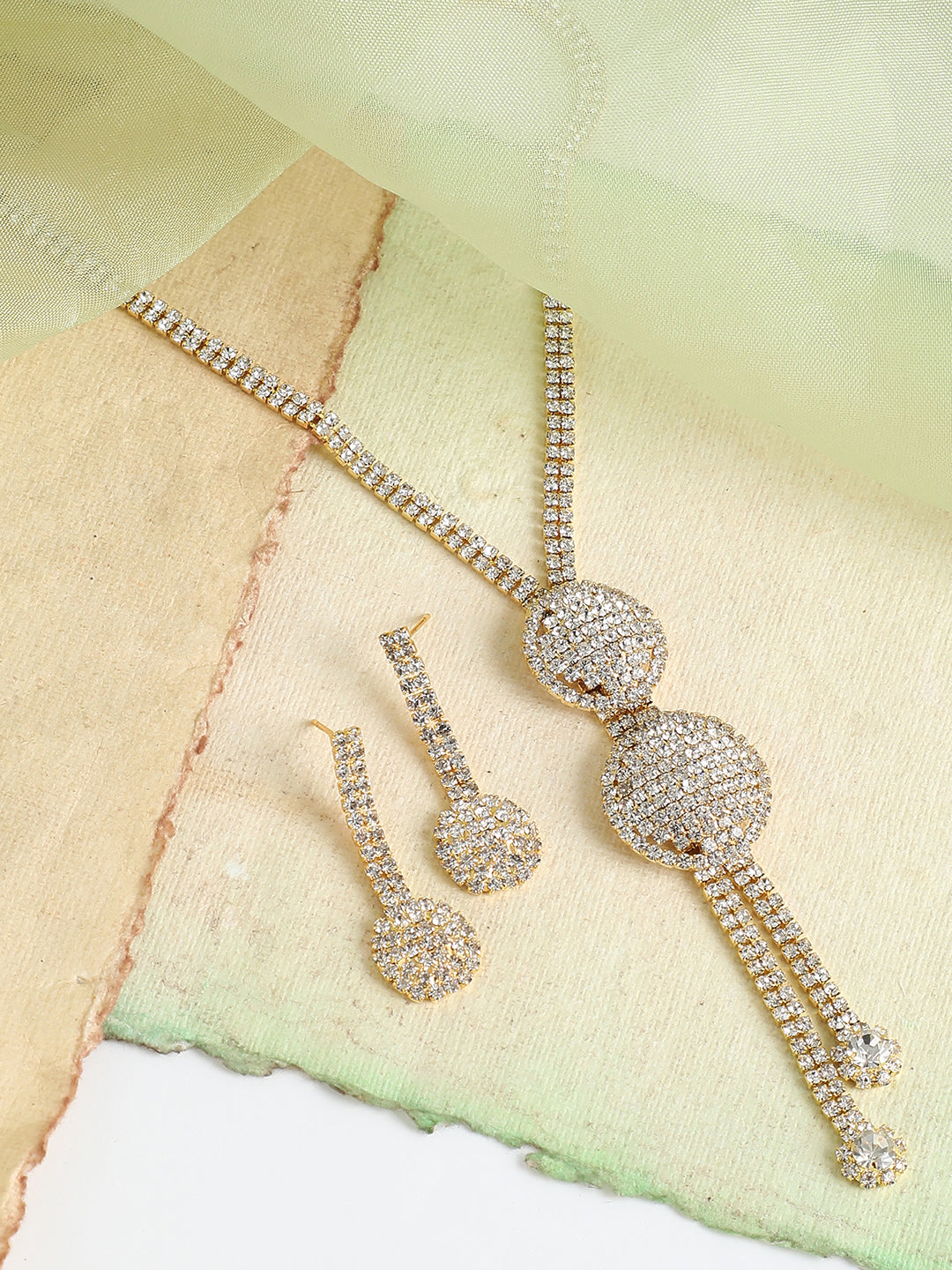 Gold Plated Party Designer Stone Necklace And Earring Set For Women