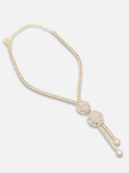 Gold Plated Party Designer Stone Necklace And Earring Set For Women
