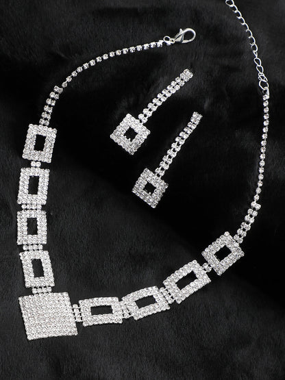 Gold Plated Party Designer Stone Necklace And Earring Set For Women