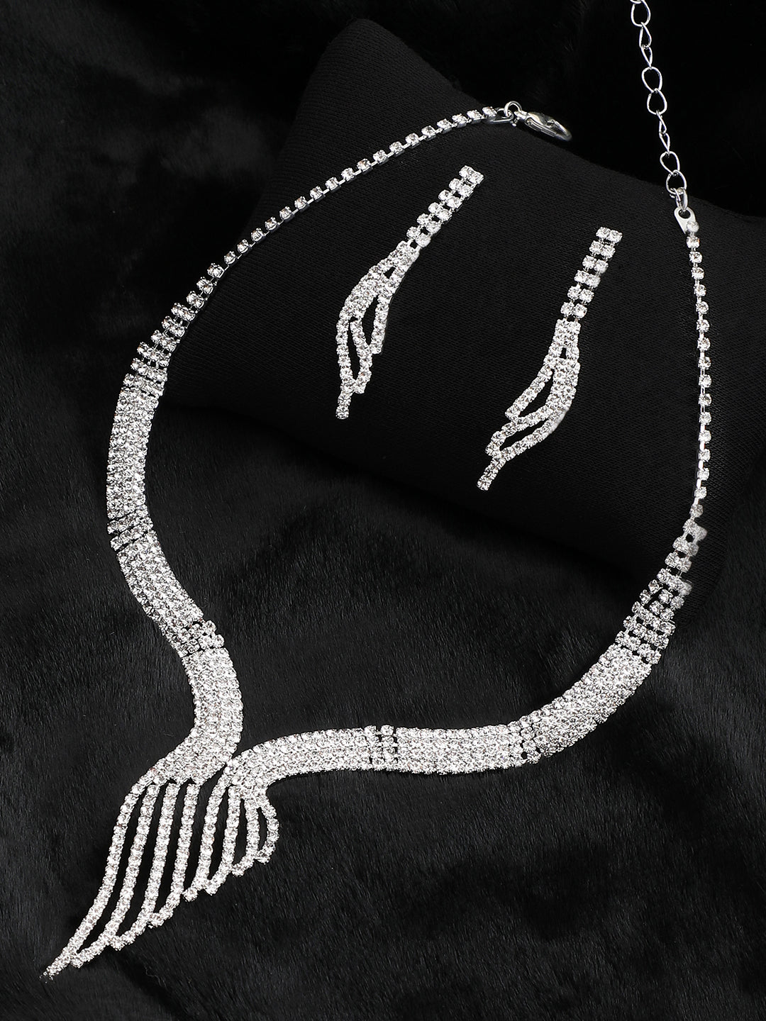 Gold Plated Party Designer Stone Necklace and Earring Set For Women