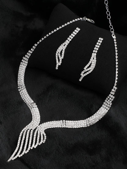 Gold Plated Party Designer Stone Necklace and Earring Set For Women