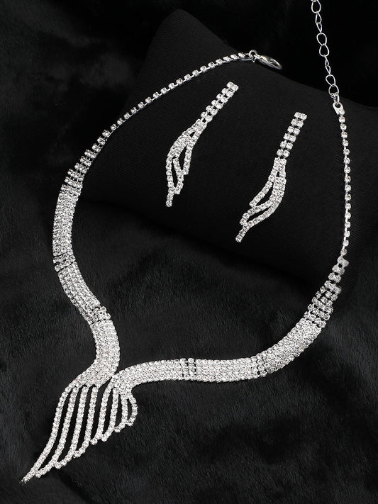Gold Plated Party Designer Stone Necklace and Earring Set For Women