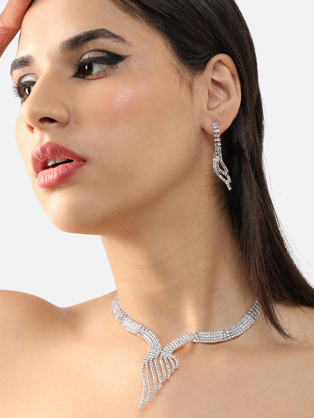 Gold Plated Party Designer Stone Necklace and Earring Set For Women