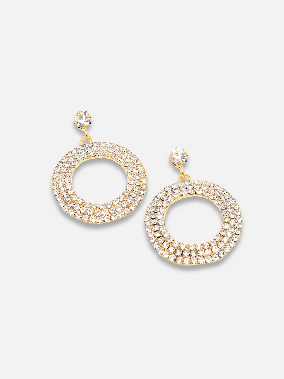 GOLD PLATED PARTY DESIGNER STONE NECKLACE AND EARRING SET FOR WOMEN