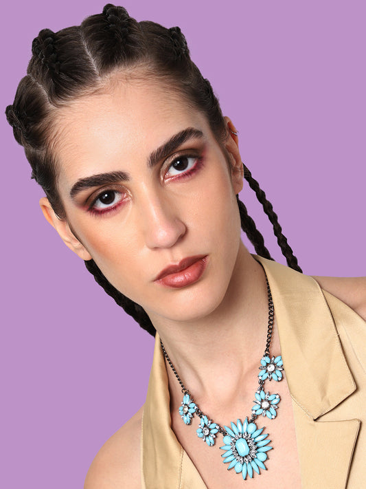 GOLD PLATED PARTY DESIGNER STONE NECKLACE FOR WOMEN