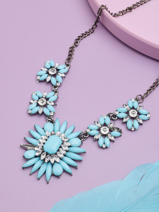 GOLD PLATED PARTY DESIGNER STONE NECKLACE FOR WOMEN