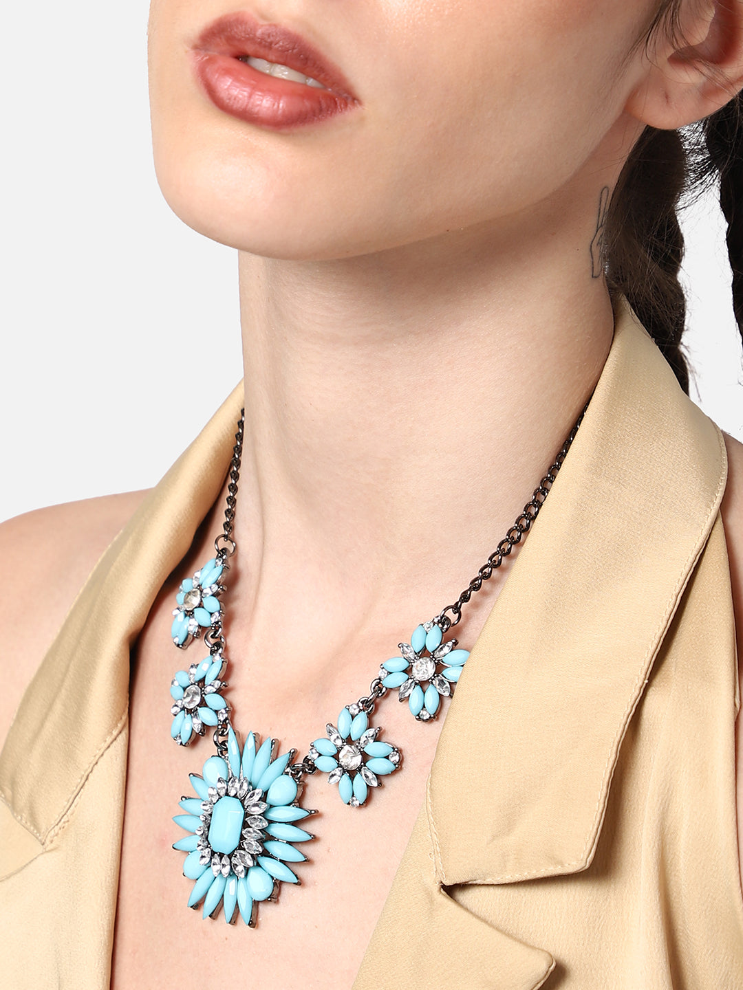 GOLD PLATED PARTY DESIGNER STONE NECKLACE FOR WOMEN