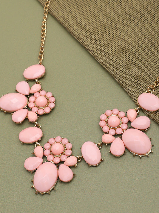 GOLD PLATED PARTY DESIGNER STONE NECKLACE FOR WOMEN