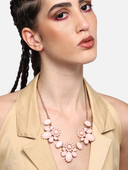 GOLD PLATED PARTY DESIGNER STONE NECKLACE FOR WOMEN