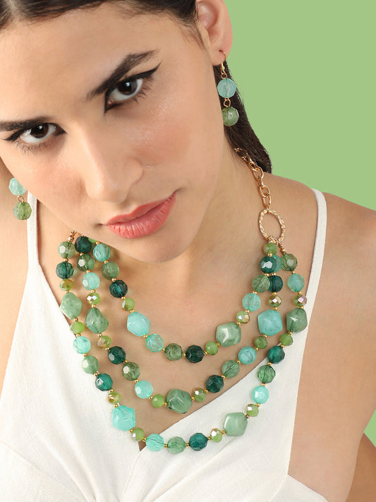 Gold Plated Party Designer Stone Necklace For Women