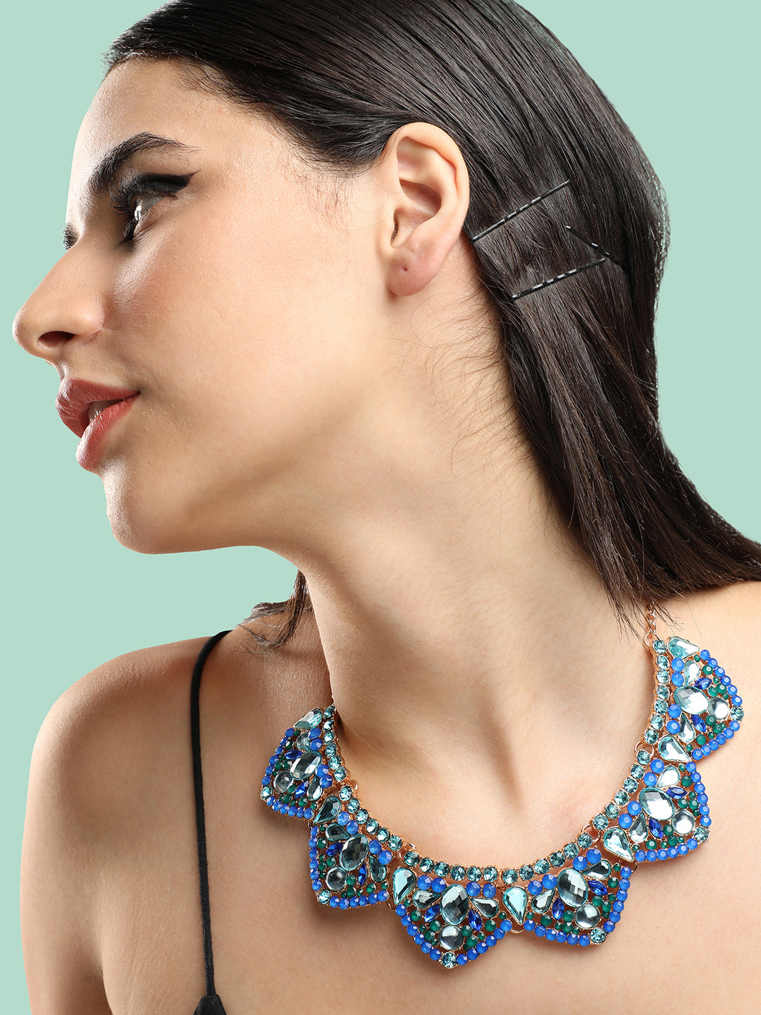 Gold Plated Party Designer Stone Necklace For Women