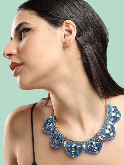Gold Plated Party Designer Stone Necklace For Women