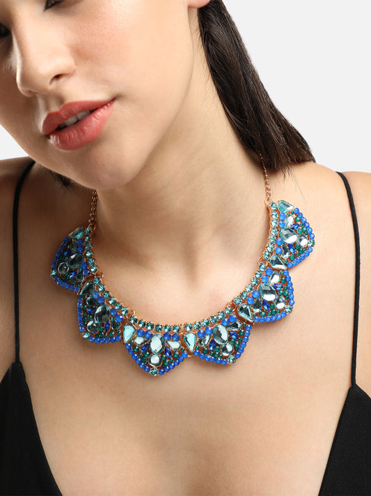 Gold Plated Party Designer Stone Necklace For Women