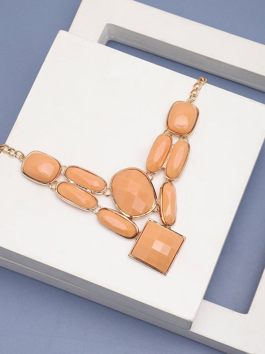 GOLD PLATED PARTY DESIGNER STONE NECKLACE FOR WOMEN