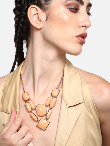 GOLD PLATED PARTY DESIGNER STONE NECKLACE FOR WOMEN