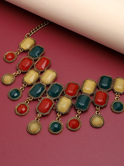 Gold Plated Party Designer Stone Necklace For Women