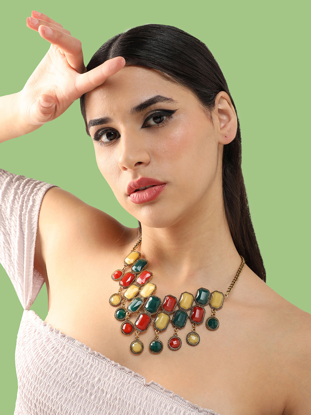 Gold Plated Party Designer Stone Necklace For Women