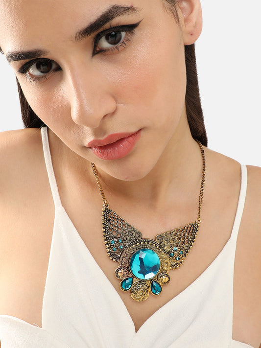 Gold Plated Party Designer Stone Necklace For Women