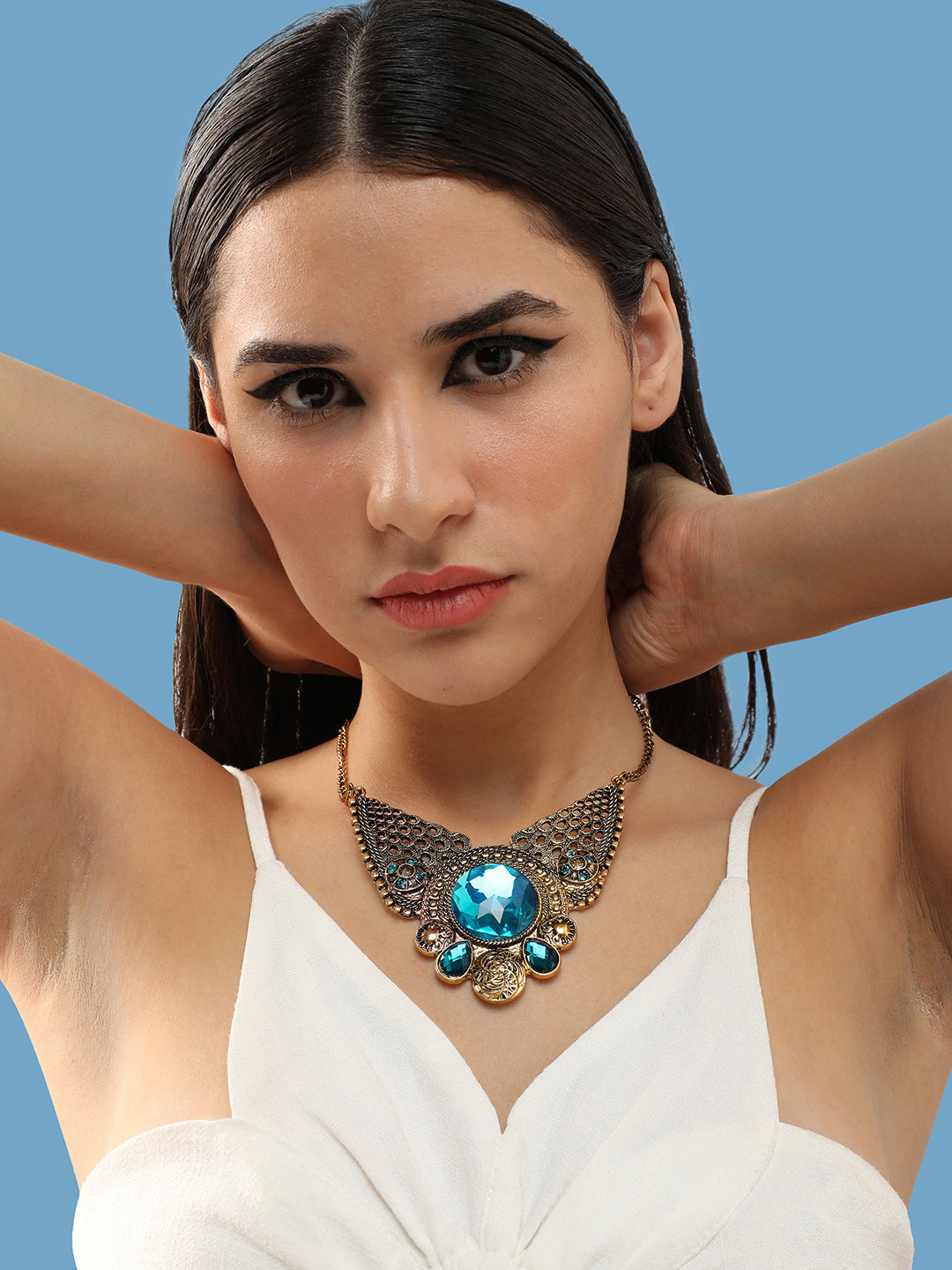 Gold Plated Party Designer Stone Necklace For Women