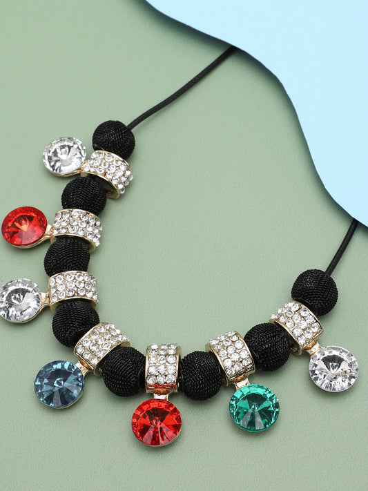 GOLD PLATED PARTY DESIGNER STONE NECKLACE FOR WOMEN