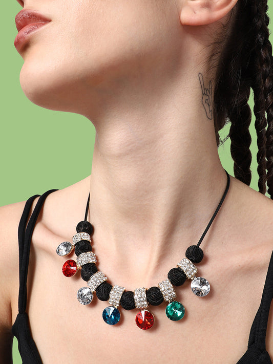 GOLD PLATED PARTY DESIGNER STONE NECKLACE FOR WOMEN