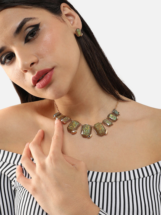 Gold Plated Party Designer Stone Necklace For Women