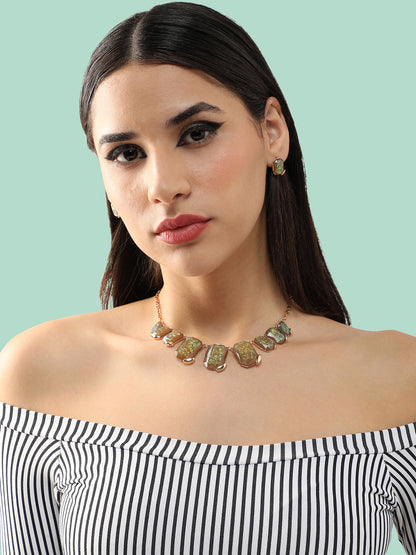 Gold Plated Party Designer Stone Necklace For Women