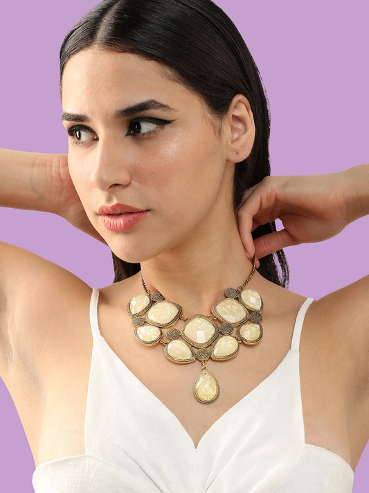 Gold Plated Party Designer Stone Necklace For Women