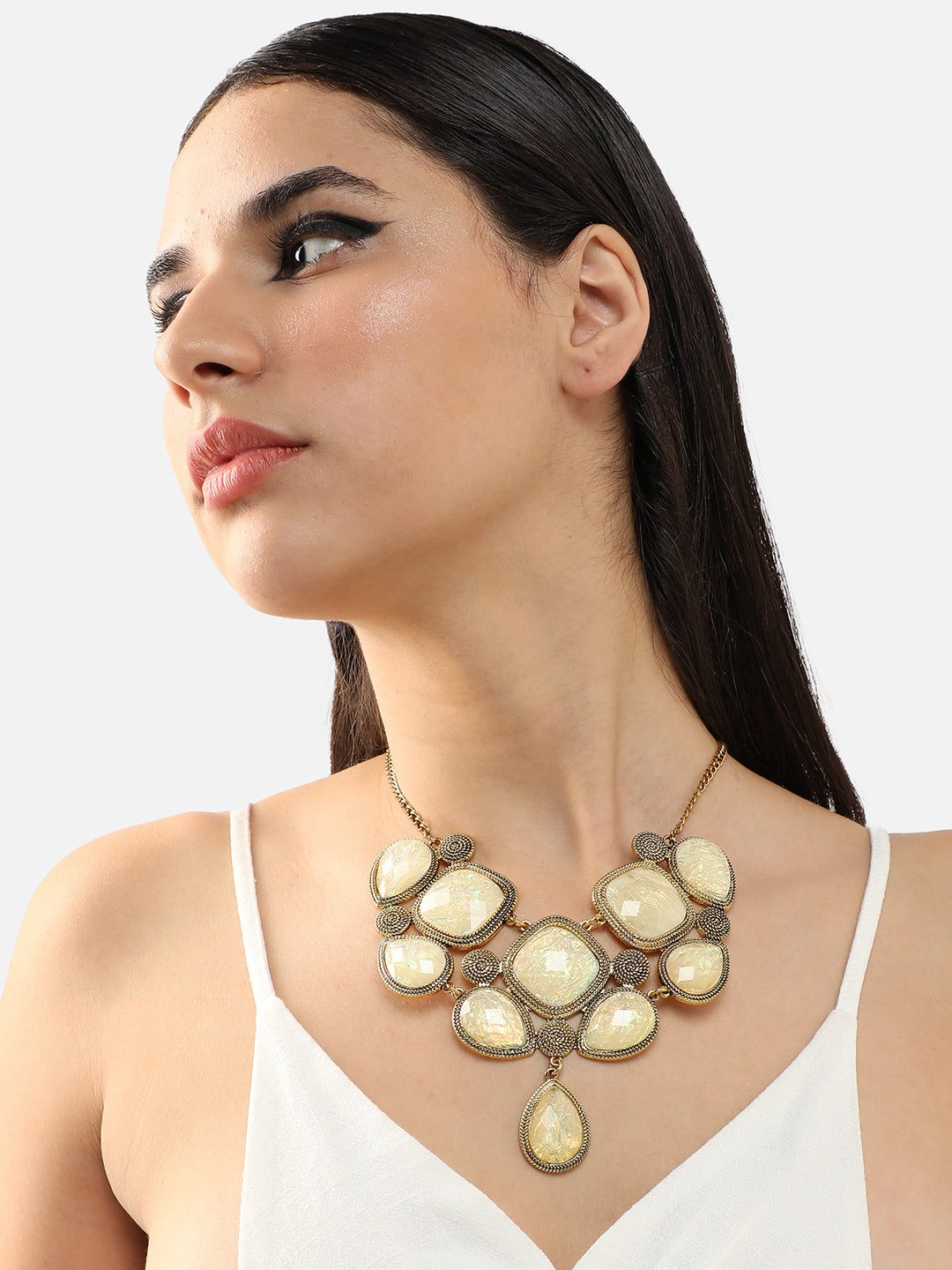 Gold Plated Party Designer Stone Necklace For Women
