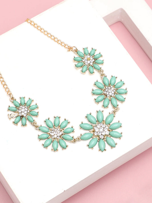 GOLD PLATED PARTY DESIGNER STONE NECKLACE FOR WOMEN