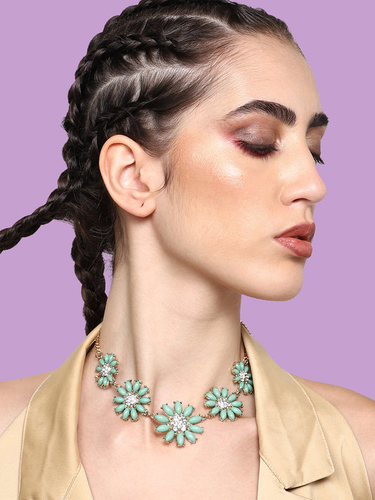 GOLD PLATED PARTY DESIGNER STONE NECKLACE FOR WOMEN