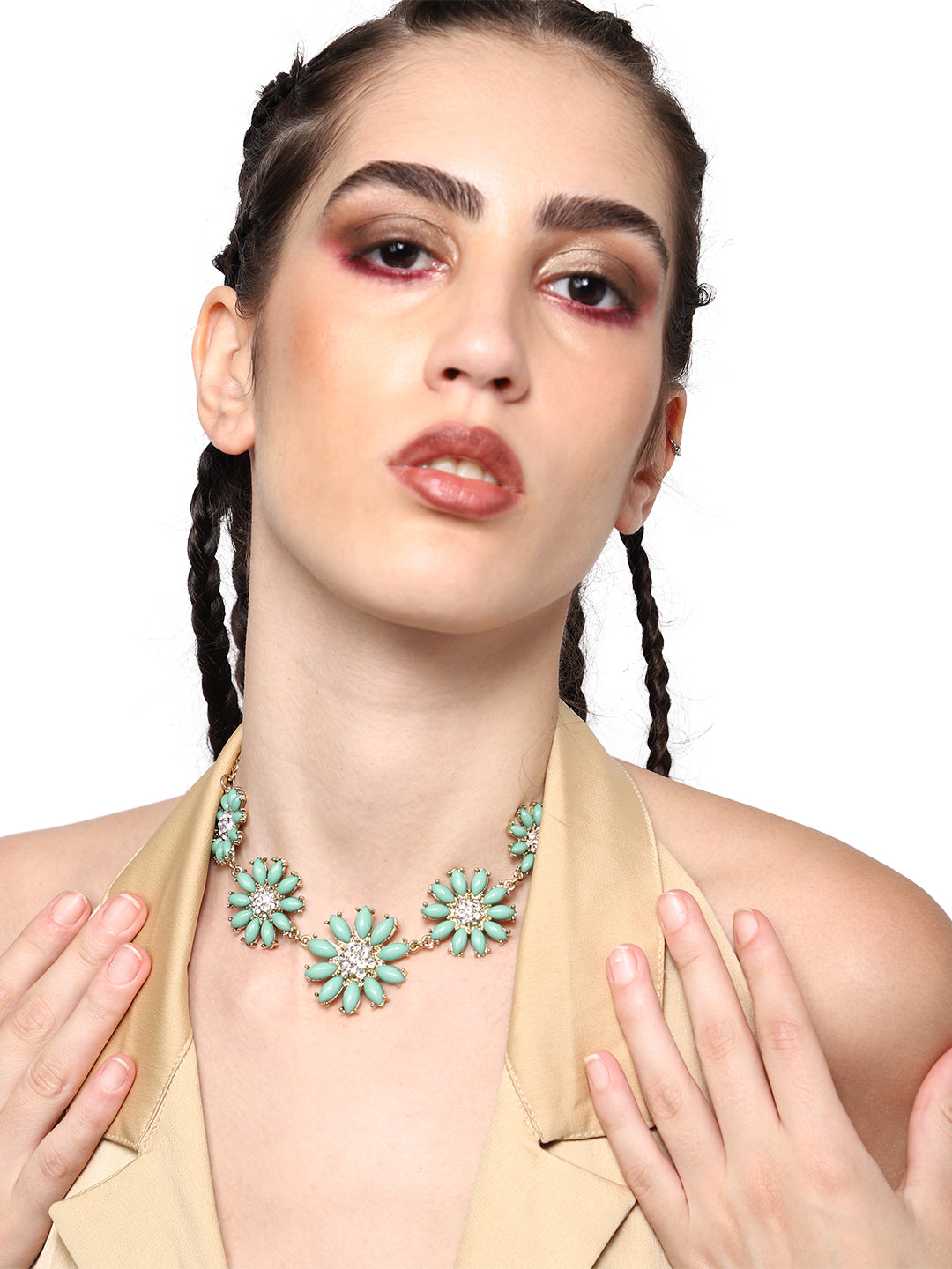 GOLD PLATED PARTY DESIGNER STONE NECKLACE FOR WOMEN