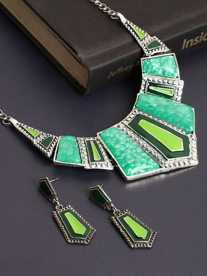Green Stones Statement Jewellery Set