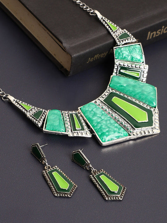Green Stones Statement Jewellery Set