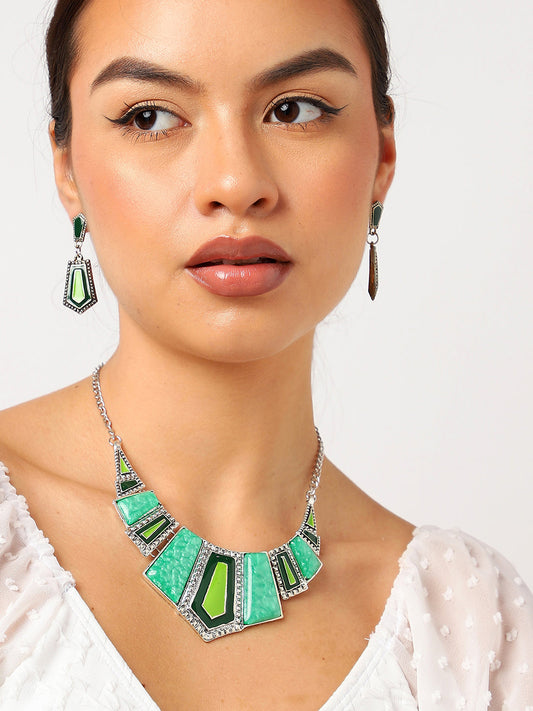 Green Stones Statement Jewellery Set