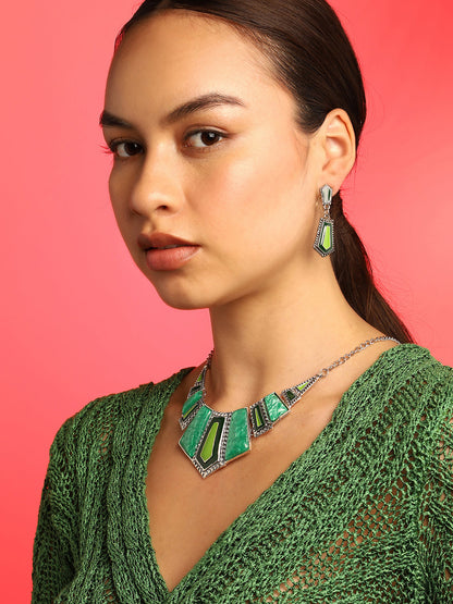 Green Stones Statement Jewellery Set