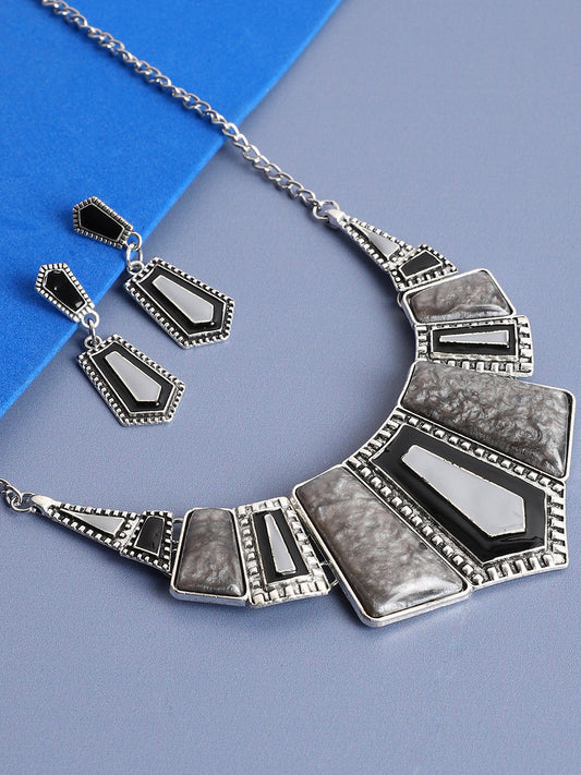 Grey Stones Statement Jewellery Set