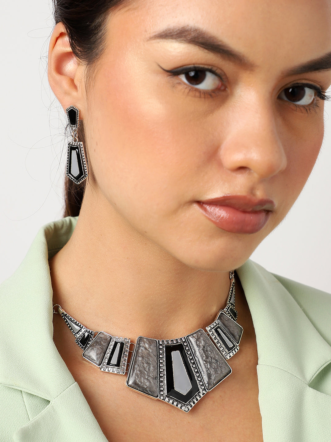 Grey Stones Statement Jewellery Set