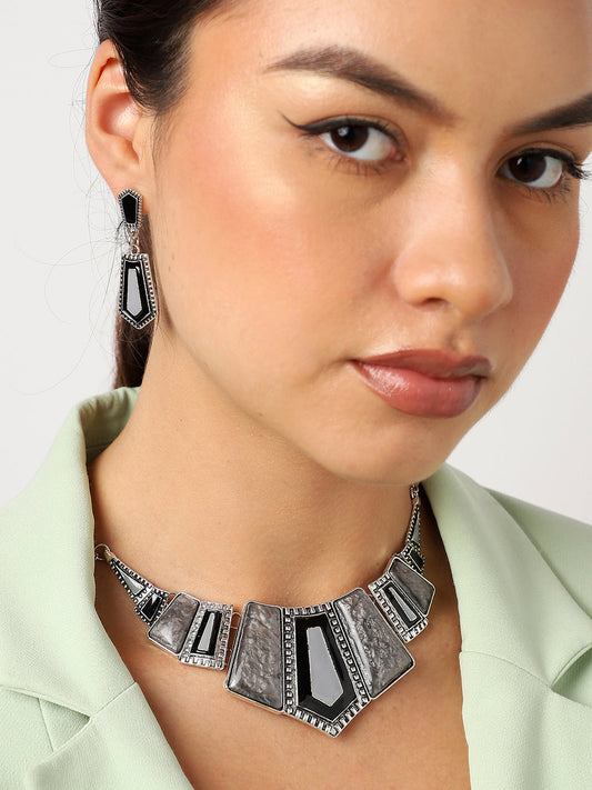 Grey Stones Statement Jewellery Set